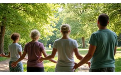 People practicing mindfulness during a nature walk in Zilker Park