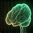 Complex algorithms and data visualization, representing AI processing