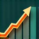 An upward trending arrow graph icon, symbolizing growth and milestones.